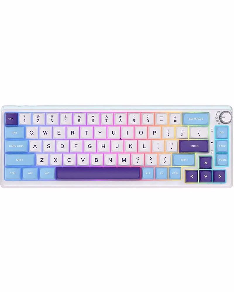 Бездротова клавіатура KZZI K68 Pro UA/ENG (Rainbow Switch) Blue Sea (6977534870468)
